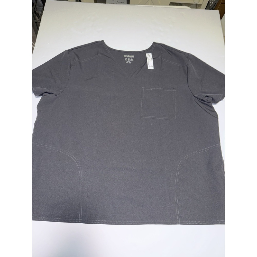 Scrubstar 3XL Unisex Scrub Top Pewter Gray V-Neck Medical Uniform Stretch NWT
